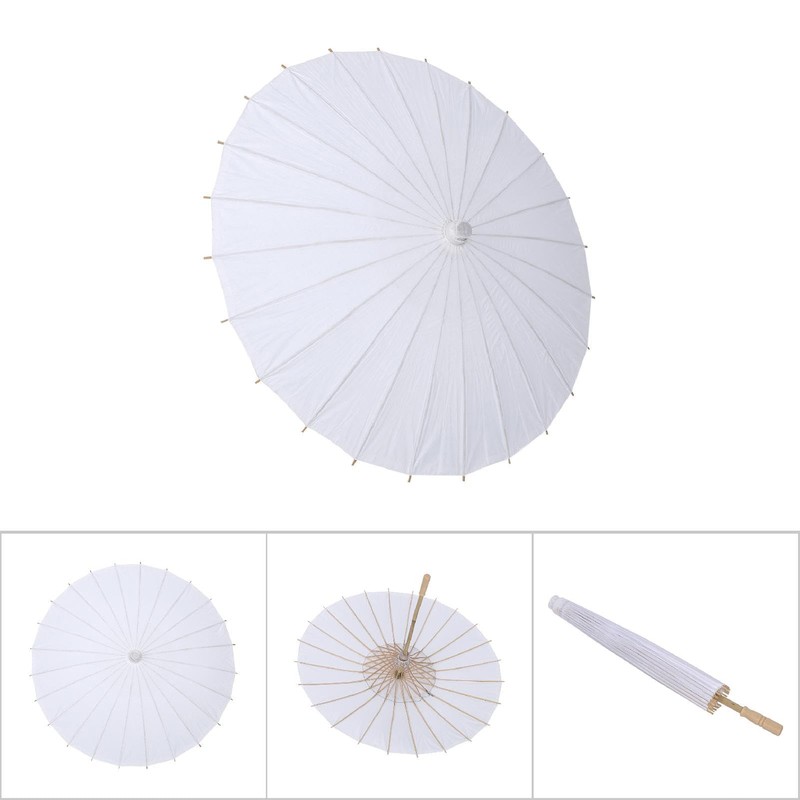 Handmade Oiled Paper Umbrella, White Paper Parasol Umbrella Small White