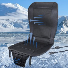 CARTMAN Premium Tech Cooling Car Seat Cushion - Black 12V Adjustable Temperature, Ergonomic Comfort with Enhanced Airflow, Universal Fit for All Vehicles