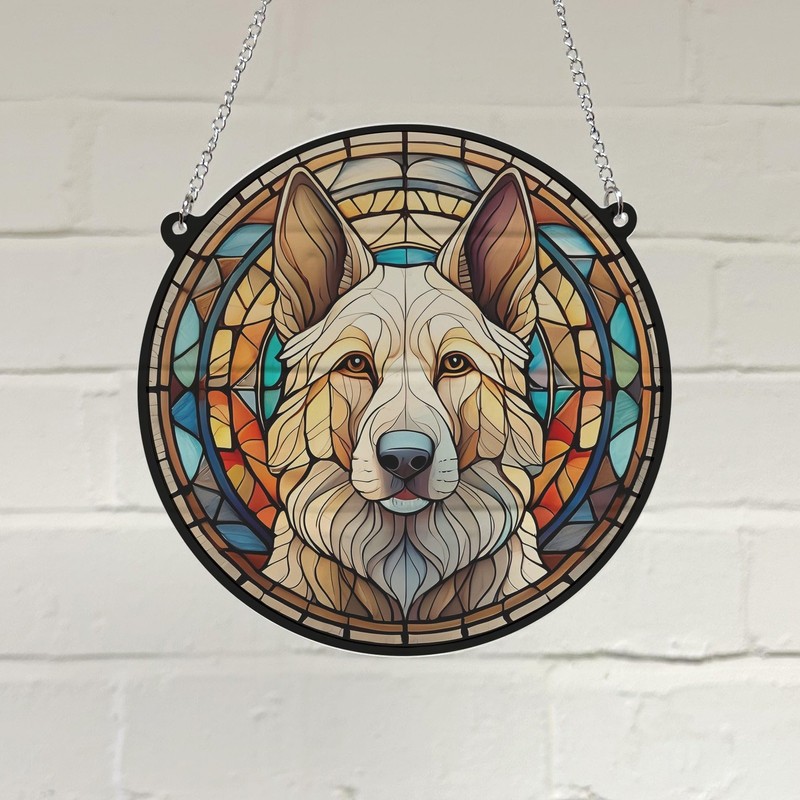 Image Industry German Shepherd White Stained Glass Effect Suncatcher -
