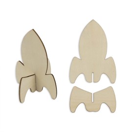12 Sets Rocket 3D Wood Tabletop Cutouts Unfinished Wooden Stand Up DIY Craft for Outer Space Birthday Baby Shower Decoration