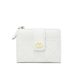 Small Purses for Women PU Leather Ladies White Quilted Purse Wallet with Credit Card Holders and Coin Zip Purse