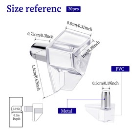 Qianyu 20 Pcs 5mm Shelf Support Peg Transparent Cabinet Clip Clear Plastic Book Shelf Support Replacement Pins Holder Locking Supporter for Bracket Bookcase Kitchen Closet Furniture