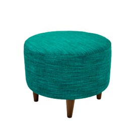 MJL Furniture Designs Sophia Round Ottoman Foot Rest for Couch, Upholstered & Padded Vanity Stool, Ideal for Entryway, Living Room, Bedroom, Reading Nook and Home Office, Turquoise