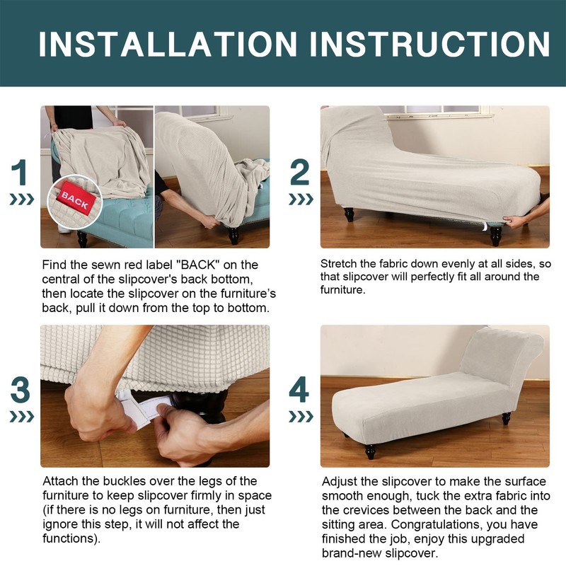 FantasDecor Chaise Lounge Cover Stretch Armless Chair Slipcover for Living
