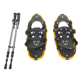 21/25 Inches Light Weight Snowshoes & Trekking Pole Set, Durable All Terrain Aluminum Snowshoes with Adjuatable Trekking Poles and Carrying Bag for Adults Men Women, Outdoor Skiing Programs