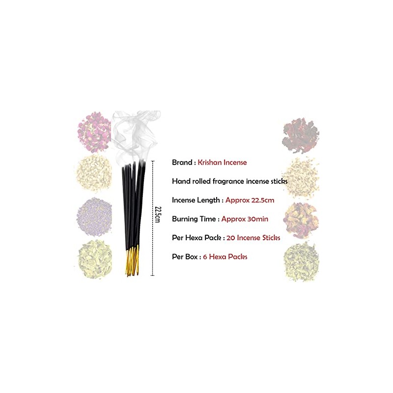Krishan Rose Musk Rosa Almizcle Incense 20 Sticks x 6