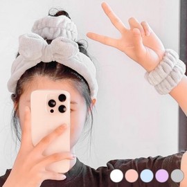 Ribbon Hair Wristbands for Face Washing ELT-016 Sky/ONE 4ea