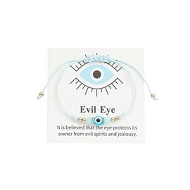 Colorful animal Evil Eye Bracelet For Women Teen Girls Amulet Protection Bracelet Good Luck Adjustable String Bracelet Anklet/light blue card