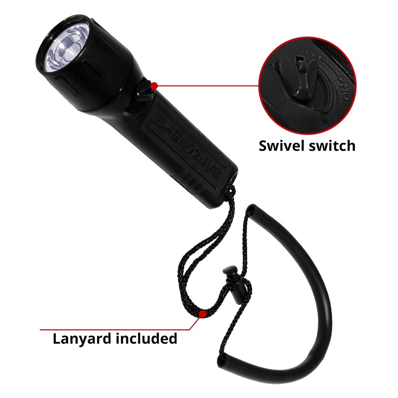Saekodive Classic LED Dive Light - 500 Lumens Underwater Flashlight