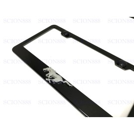 License Plate Frame 1pc 3D Horse PONY Emblem Badge BLACK Stainless Metal License Plate Frame