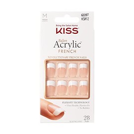 Kiss Salon Acrylic French Nails 28pc Rumour Mill KSA12, white (Pack of 2)