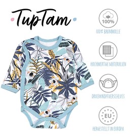 TupTam Baby Long-Sleeved Wrap Bodysuit Girls Bodysuit Boys Set of 5, Koala Safari Stripes Mint Green Orange Blue