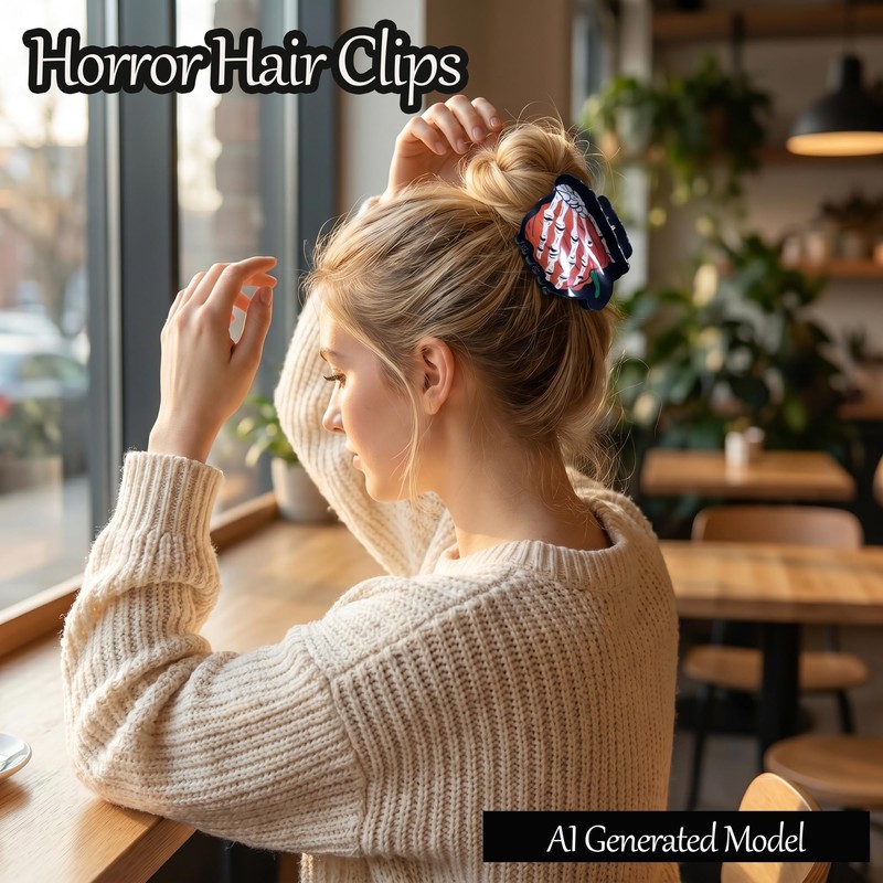 Halloween Skeleton Hand & Pumpkin Hair Claw Clips for Half