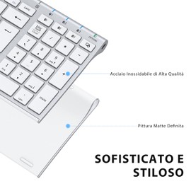 iClever Tastiera Bluetooth, Tastiera Ricaricabile Multi-Dispositivo Bluetooth 5.1 Con Tappeto Numerico Dal Design Ergonomico di Grandi Dimensioni Con Connessione Stable Tastiera