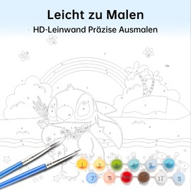 LAISU Painting by Numbers with Frame for Adults Children Beginners 20 x 20 cm Paint by Numbers Set with Canvas, Brushes and Acrylic Paints, DIY Painting Set Gift Idea for Children from 6 Years