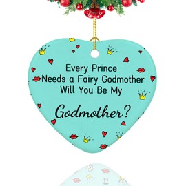 Godmother Proposal Gift, Will You Be My Godmother Ornament, Fairy Godmother Gifts from Godchild, Godmom Proposal Gifts from Godson, 2.9" Ceramic Godmother Proposal Christmas Ornament 2024
