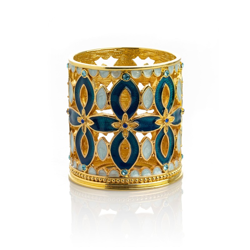 Golden Blue Decorated Candle Holder