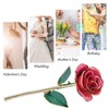 24K GoldPlated Rose Flower Pink Green Leaf for Valentine's Day