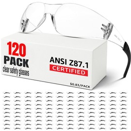 Hoqiwild Clear Safety Glasses Bulk 120 PACK,ANSI Z87.1 Safety Googles for Men Women, Impact Scratch-Resistant Lens Eye Protection for Lab,Construction,Shooting Range,Woodworking,Outdoor