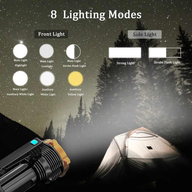 9900000LM Most Powerful 8 Modes LED Torch USB Rechargeable Flashlight