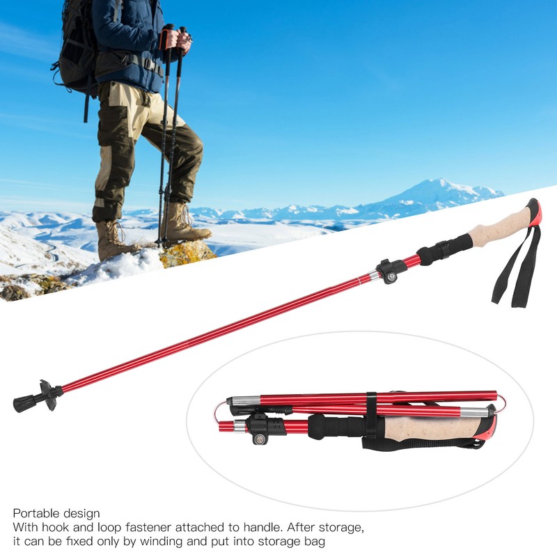 Telescopic Hiking Pole Portable Aluminum Alloy Folding Walking Stick for