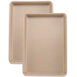 Joho Baking Sheet Pans Cookie Sheet Set,Nonstick Baking Sheets for Oven,9x13 Quarter Sheet Pan,2 Pack,Gold