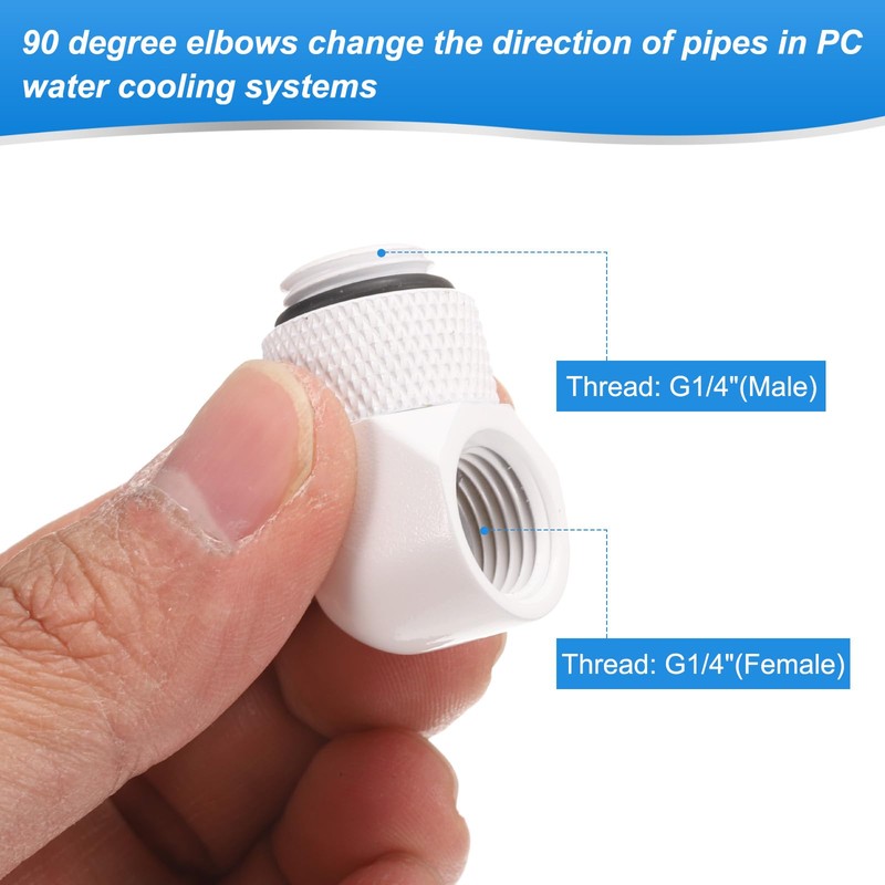 sourcing map 2pcs 90 Degree Elbow Water Cooling Adapter G1/4"