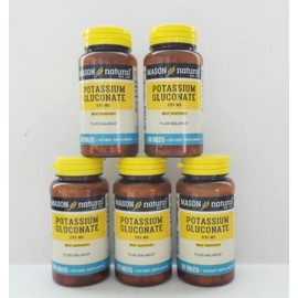 Mason Natural Potassium Gluconate 595 mg - 100 Tablets, Pack of 5