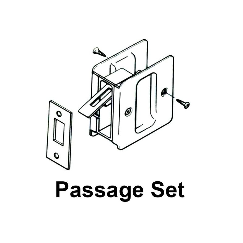 QCAA Solid Brass Sliding Door Pull Door Pocket Lockable, Polished