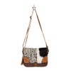 Myra Bag Mixed Upcycled Canvas & Cowhide Leather Messenger Bag