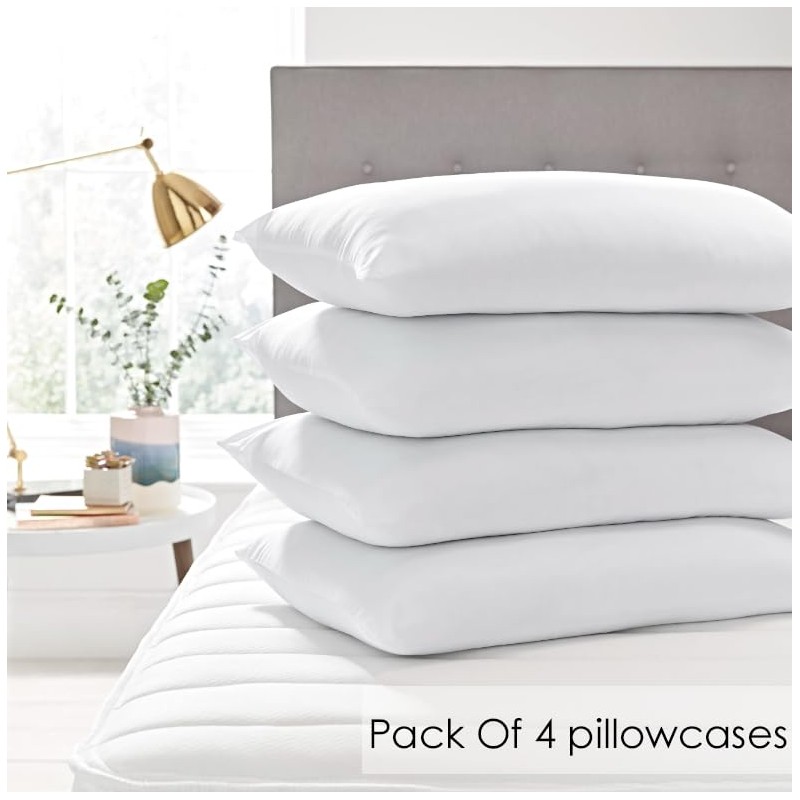 APEX FURNISHINGS white pillow cases 4 pack cotton 200 Thread