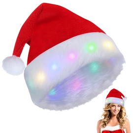 Seasboes Christmas Hat, Santa Hat, Plush, Santa Hat, Red, Santa Hat, Classic Santa Outfit Made of Velvet, Festive Party Items for Christmas and New Year