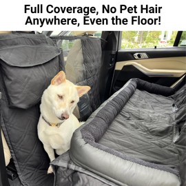 Formosa Covers Premium Heavy Duty Dog Bed Kid Car Back Seat Cover with PetGuard | Waterproof, Fitted Washable Protector, Pet Won't Slide | Zipper for Cup Holder | Fits Truck, SUV, Van, 56" x 94" Black