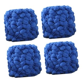 Hilo Grueso Con Pompones, 4 Bolas, Para Tejer A Mano, Azul