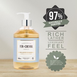 Fer à Cheval Marseille Liquid Soap, Luxury French Liquid Soap, Savon Liquide De Marseille, Seaside Citrus 500ml, Set of 2, 16.9 f oz