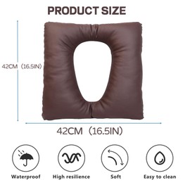 Mamba Travel Bedside Commode Cushion - Washable 16.5" X 16.5" Thick Pad PU Cover with Fixing Straps for Commode Chair,Portable Toilet Seat Cushion for Seniors Raz Shower Chair Seat,Brown