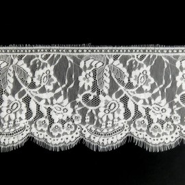 xingmo 3 Meters Lace Edge Trim Ribbon Floral Lace Ribbon Embroidered Applique Tulle Lace Trimming Fabric for Sewing, Clothing, Dress, Width 15cm (White)