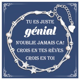 CheersLife Bracelet Argent 925 Femmes Étoile Pearl Bracelets, Inspirant Bracelet Le Cadeau d'Anniversaire Pour Amis Filles Mère Collègues Femmes FR