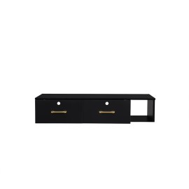 Salon Cabinet Black 15 Cm Particleboard With Hemp Surface Two Drawers With Lock For Bathroom VanitiesColor: as picture
