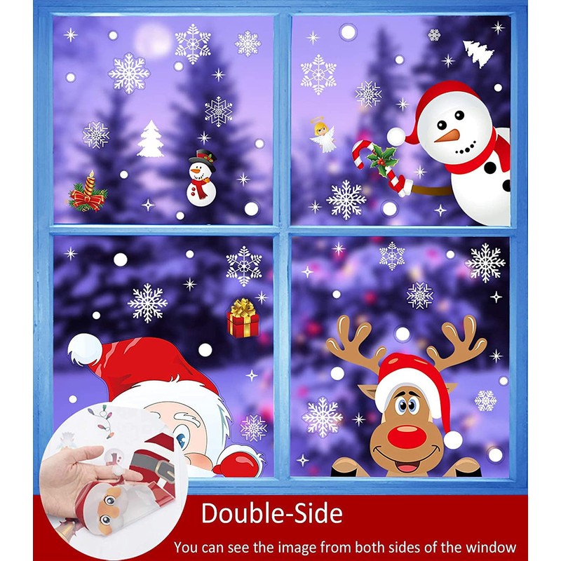 Christmas Window Clings, 218 Pcs Christmas Window Stickers, 10 Sheets