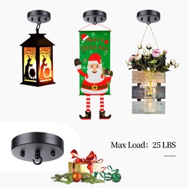 ZOOSSI 5 Inches Steel Light Canopy Kit, Black Ceiling Canopy Kit with Hook, Modern Ceiling Light Plate, Light Fixture Canopy for Pendant Light, Chandelier Canopy with All Mounting Hardware