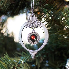 Inspired Silver - Ping Pong - Silver Christmas Ornament - Circle Charm Christmas Tree Ornament with Cubic Zirconia - Holiday Hanging Decoration