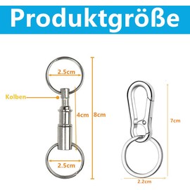 Norhogo 6 pieces key rings with quick release, removable key rings with double key ring, metal coupling key ring for pulling apart for convenient accessories, silver