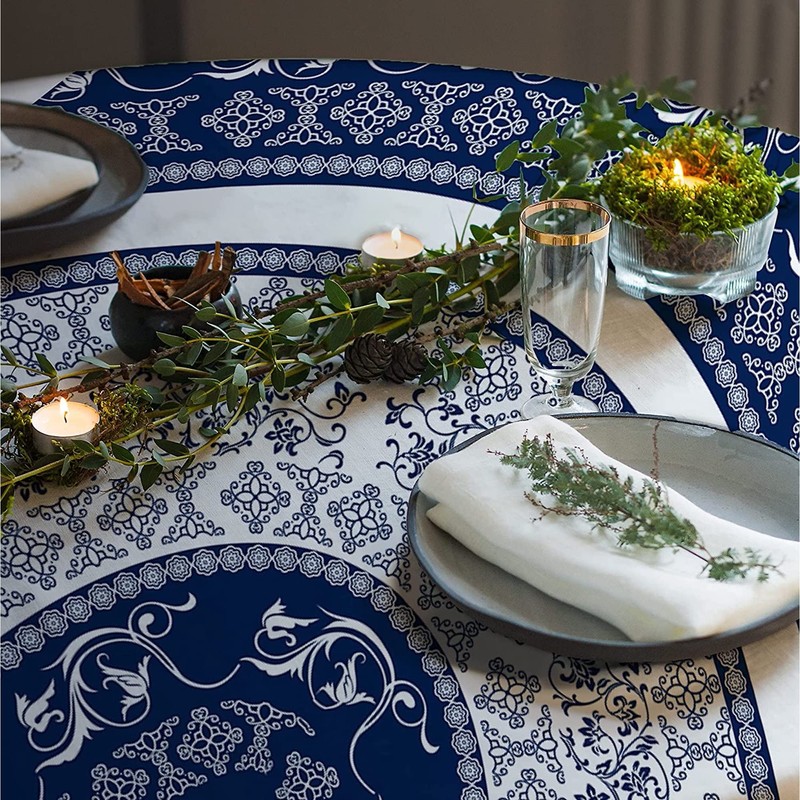 Virtumob Bohemian Oval Tablecloth 60x84inch,Tablecloth Farmhouse Water Proof Polyester Table