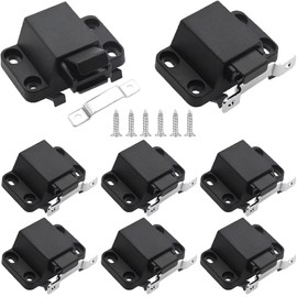Self-Closing Push to Open Door Latch Cabinet Hardware CBRIVE 8 Pack Push Latches & Lock for Hidden Door Push Release Drawer Pull Tip on Closet Close Touch Locking Strong Pop Out, Black