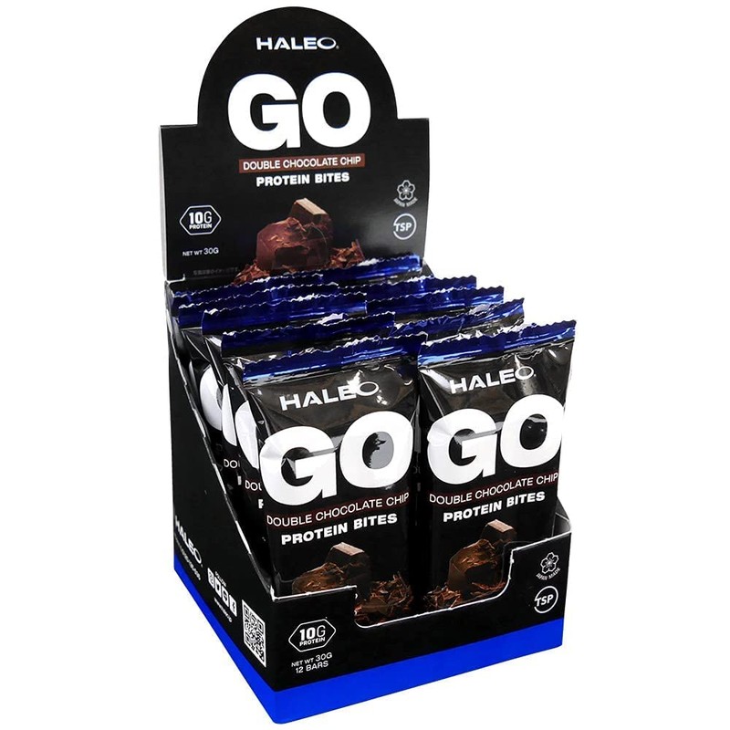 HALEO プロテインバー GO PROTEIN バイツ たんぱく質10g x 12個入 ミルクプロテイン使用 ダブルチョコレート味