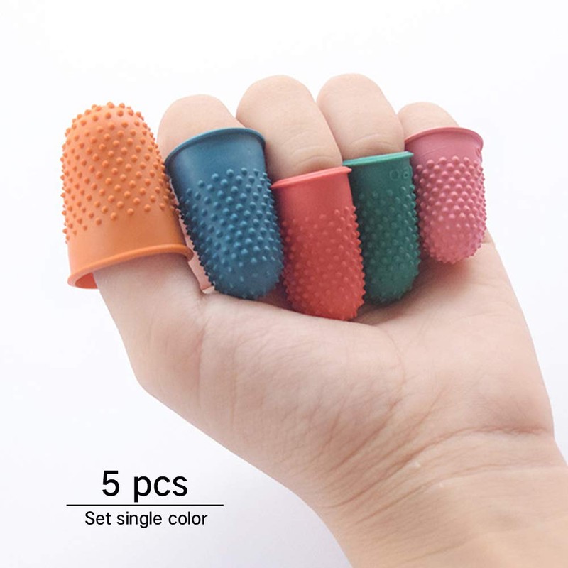 AUMACHEN Thimble Protectors 5Pcs, Finger Protectors, Rubber Fingers Thimble Guard