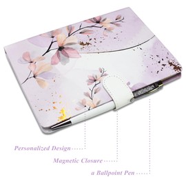 Journal for Girls with Pen, 19x13.5cm Hardcover Notebook 192 Lined Pages Small Notebook Set Diary for Kids Teenage Women Writing Note Taking Gift (Floral)