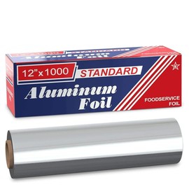 Standard Aluminum Foil Roll 12"x1000' Commercial-Grade Silver Wrap for Food Service, Catering, Baking & Home Use. Durable, Tear-Resistant, Heat-Safe Industrial Foil Roll.
