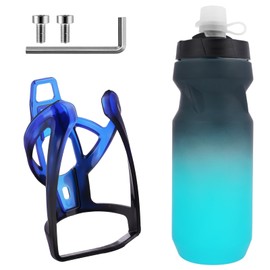 AOOSA Bike Water Bottle Cage with 650ml/22oz Bike Bottle, Strong Bicycle Cup Holder, Leak-Proof Non-Slip Bottle and Durable Bicycle Bottle Cage for Road Bike and Mountain Bike, Blue Black